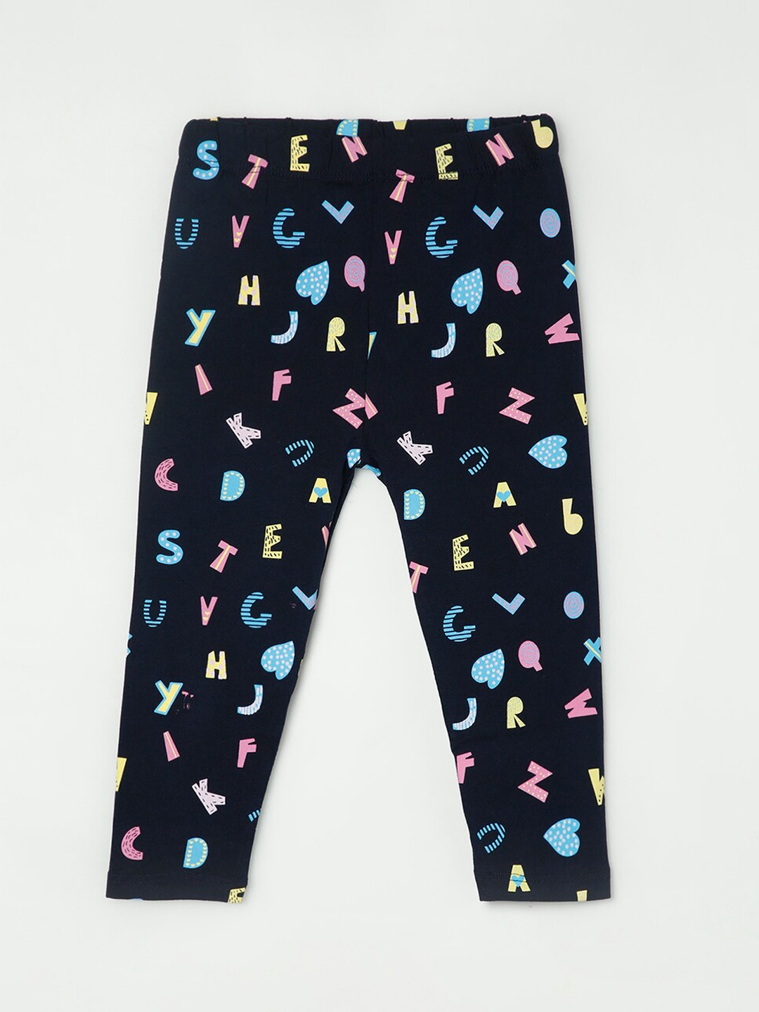 

Juniors by Lifestyle Girls Navy Blue & Pink Printed Ankle Length Leggings