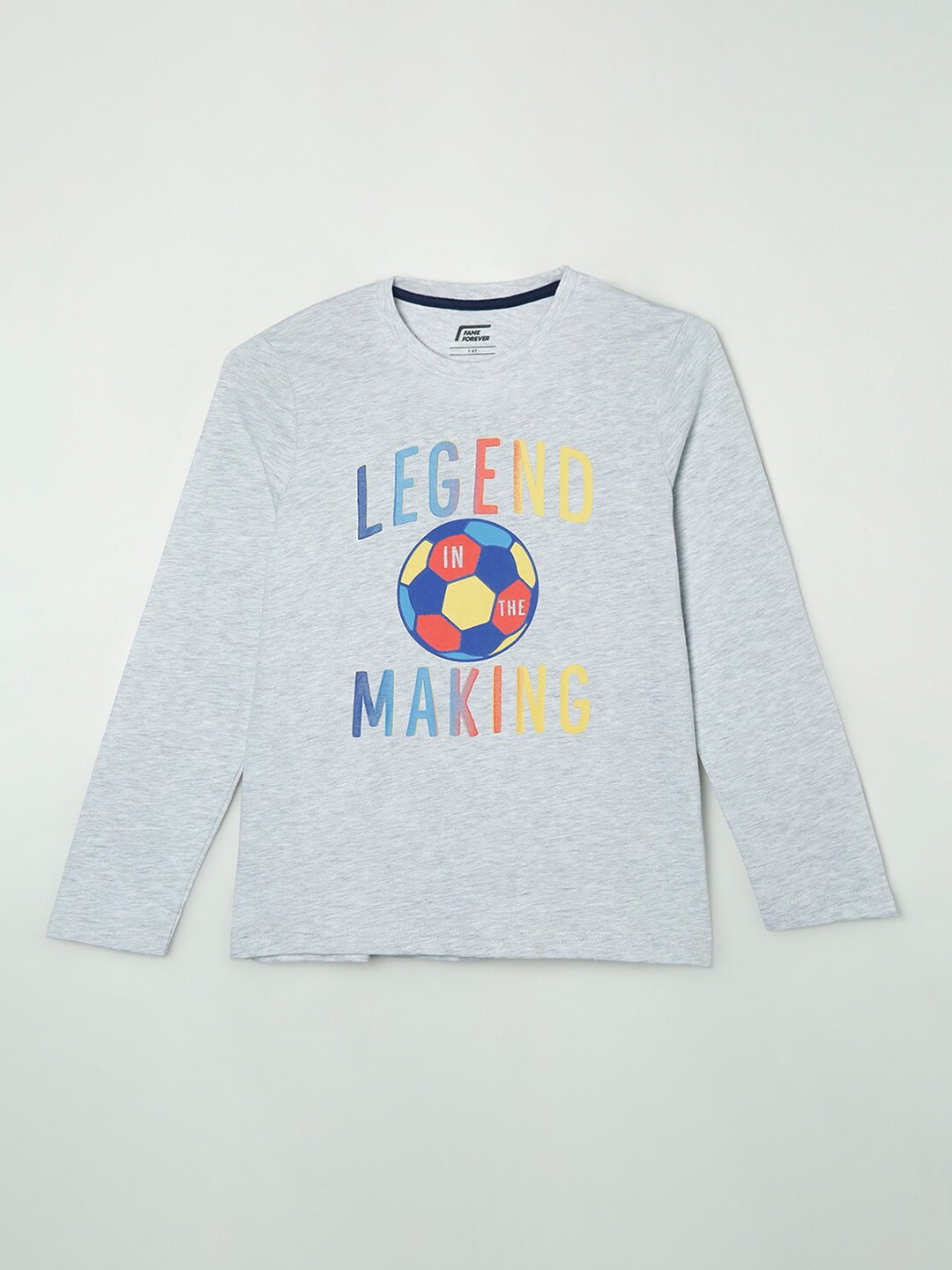

Fame Forever by Lifestyle Boys Grey Typography Printed T-shirt