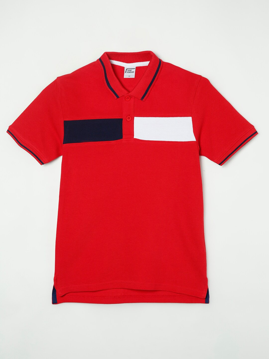 

Fame Forever by Lifestyle Boys Red Colourblocked Polo Collar T-shirt