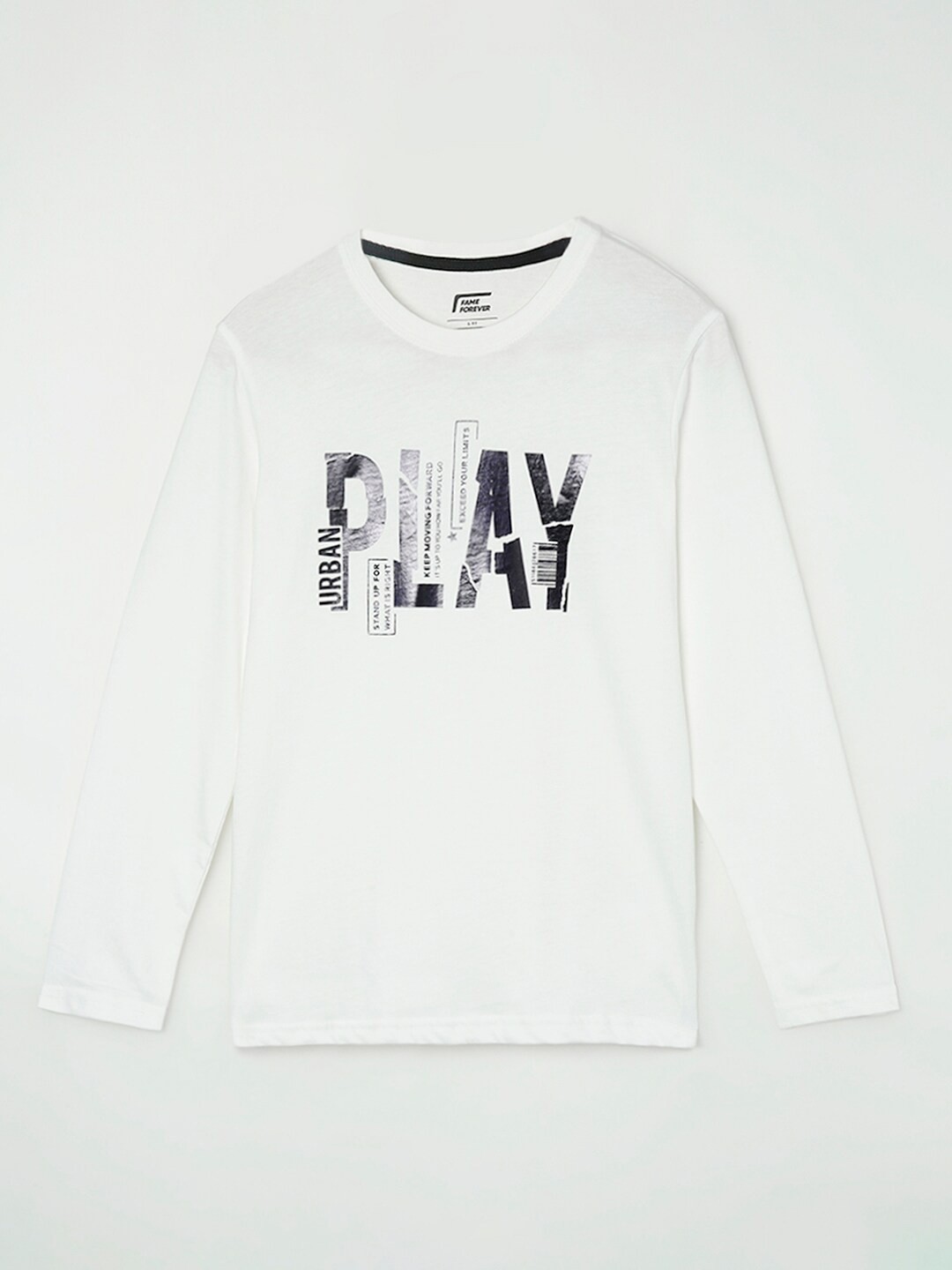 

Fame Forever by Lifestyle Boys White Typography Printed T-shirt