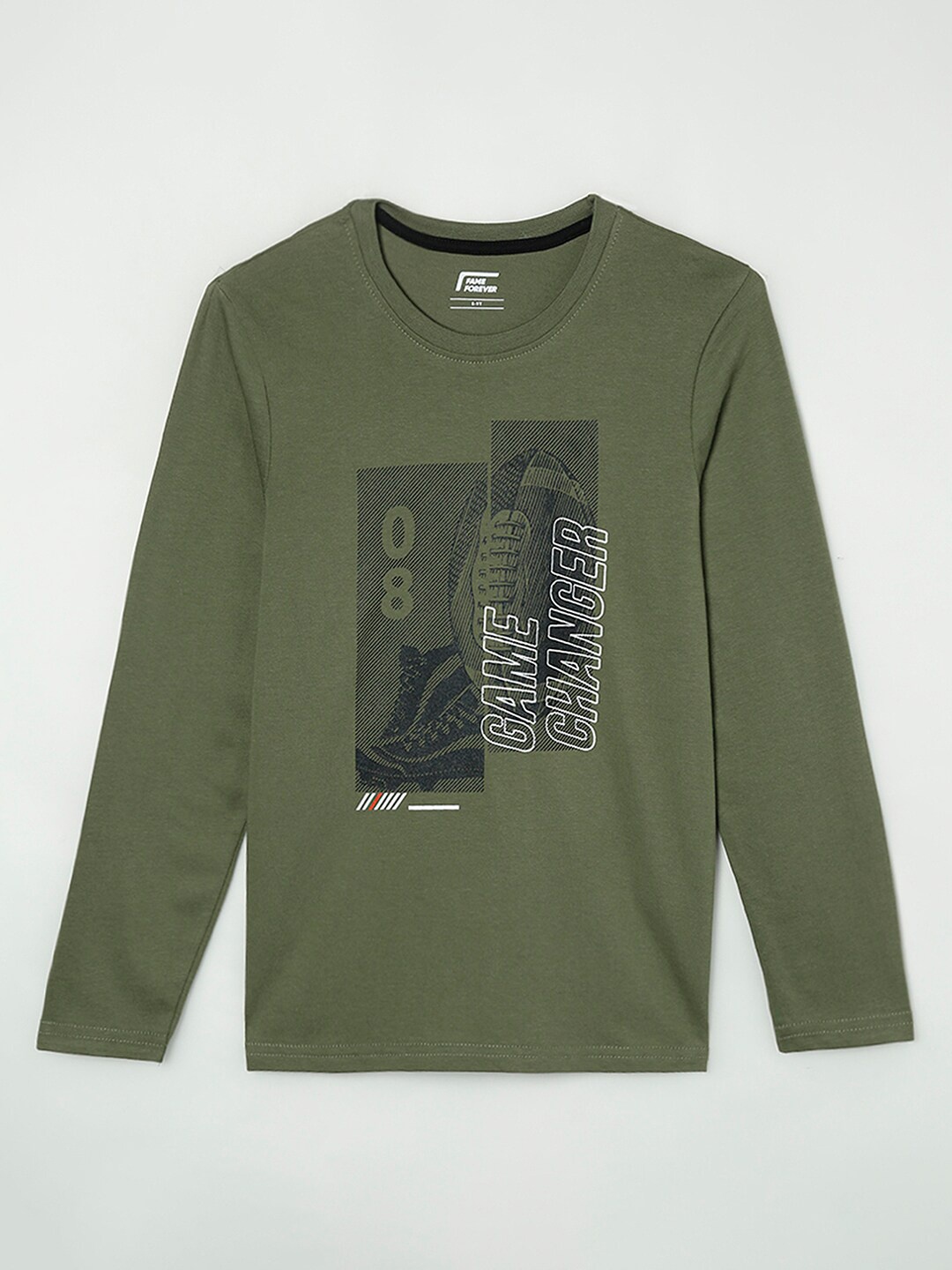 

Fame Forever by Lifestyle Boys Olive Green Typography Printed T-shirt