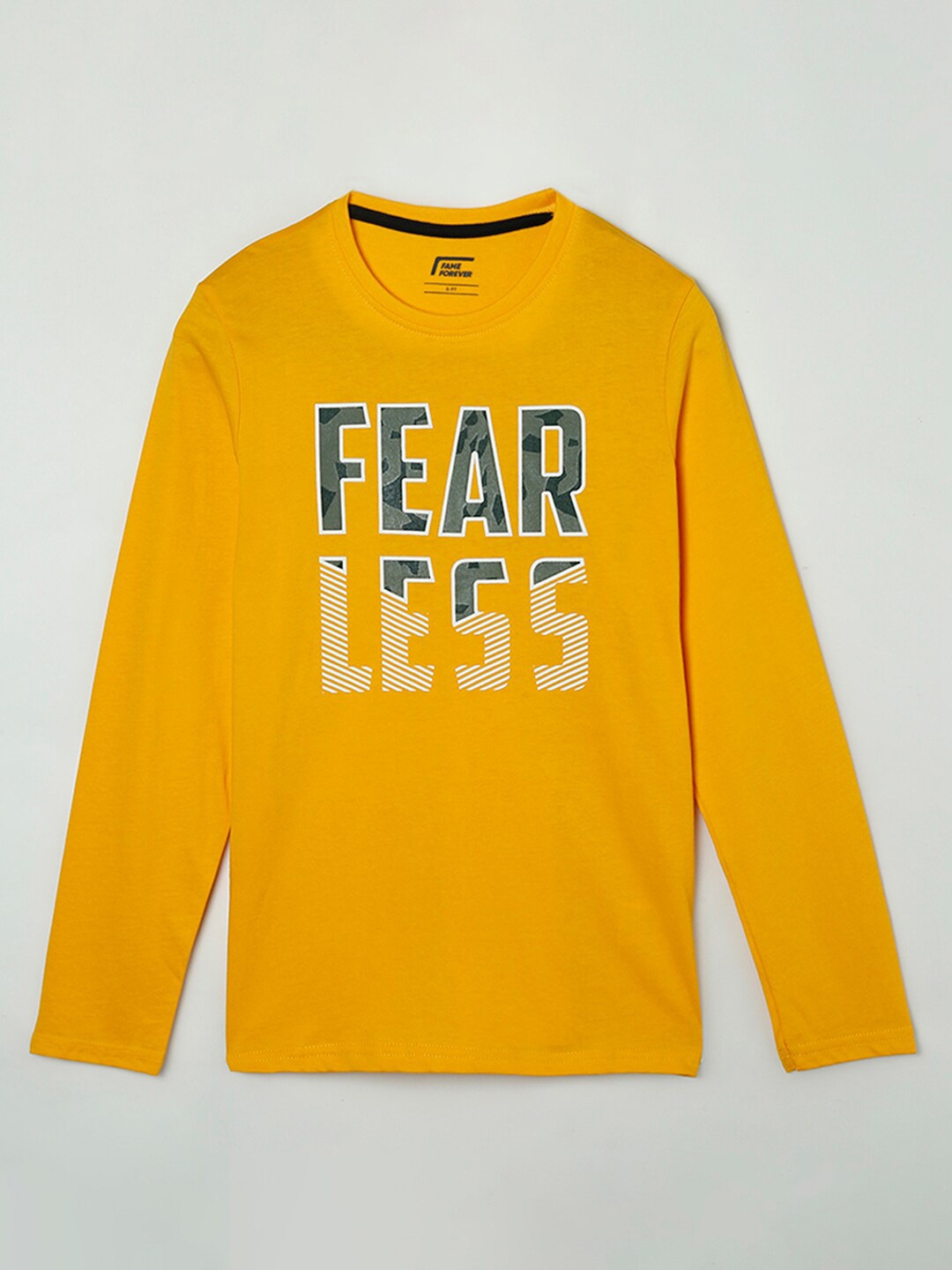 

Fame Forever by Lifestyle Boys Yellow Typography Printed T-shirt