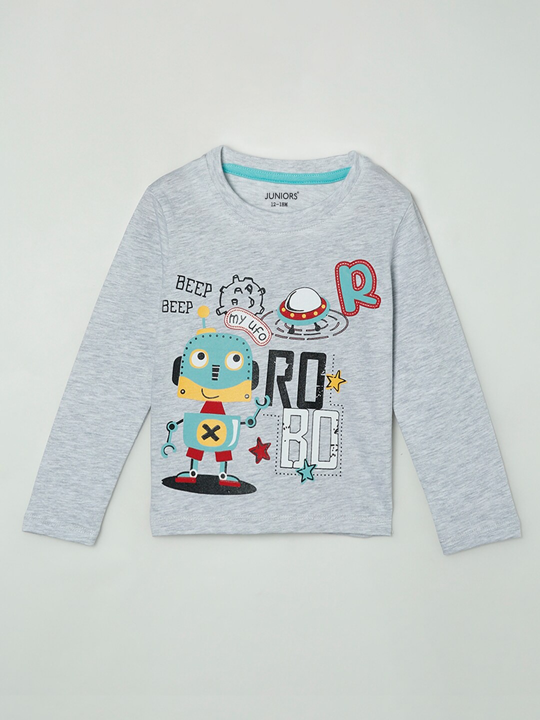 

Juniors by Lifestyle Boys Grey & Black Printed T-shirt