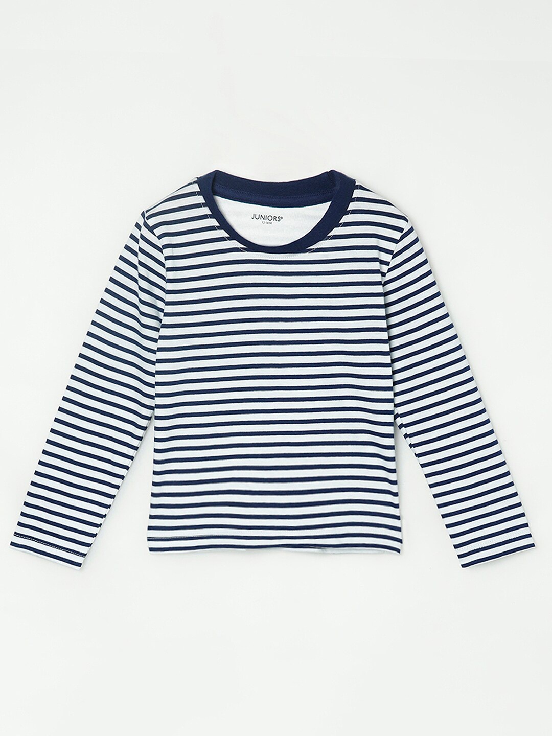 

Juniors by Lifestyle Boys White & Navy Blue Striped T-shirt