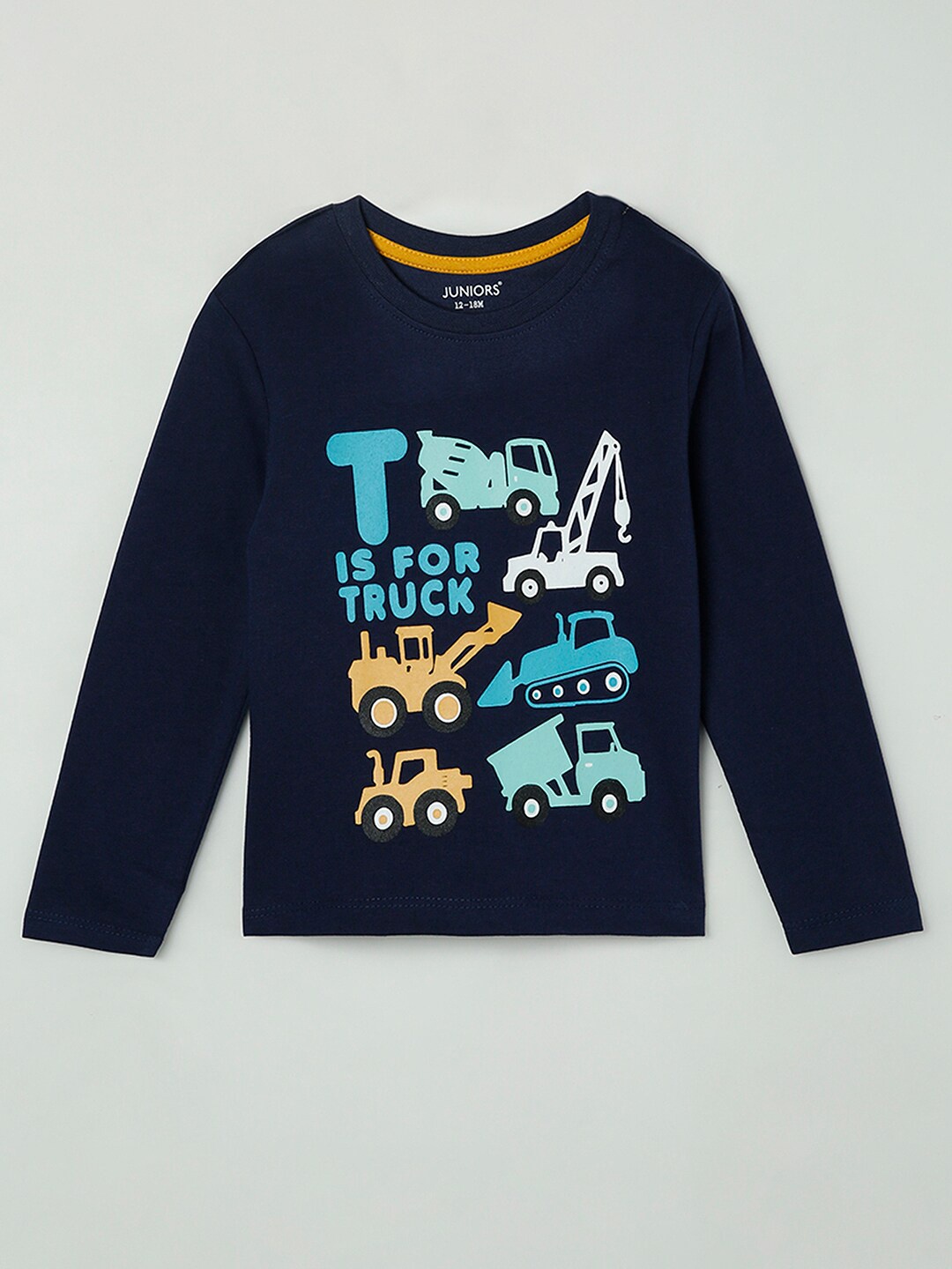 Juniors by Lifestyle Boys Navy Blue Typography Printed Cotton T-shirt