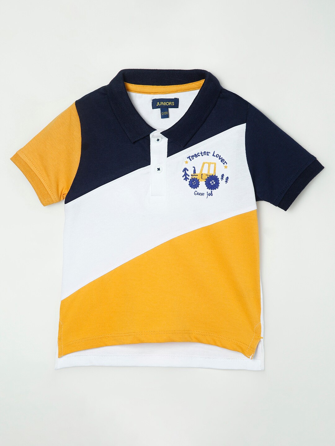 

Juniors by Lifestyle Boys Color Blocked Polo Collar Applique T-shirt, Yellow