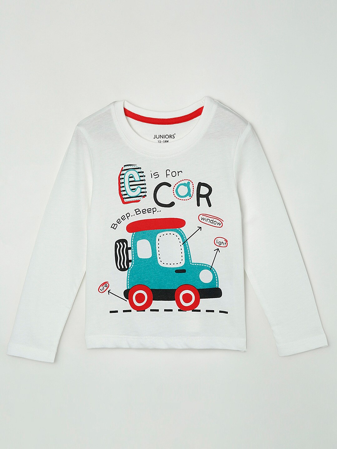 

Juniors by Lifestyle Boys White Typography Printed Round Neck Long Sleeves Cotton T-shirt