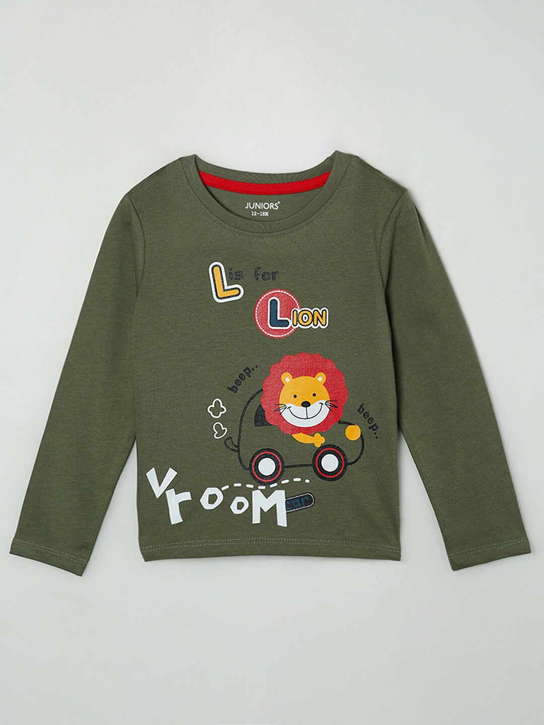 

Juniors by Lifestyle Boys Olive Green Printed T-shirt