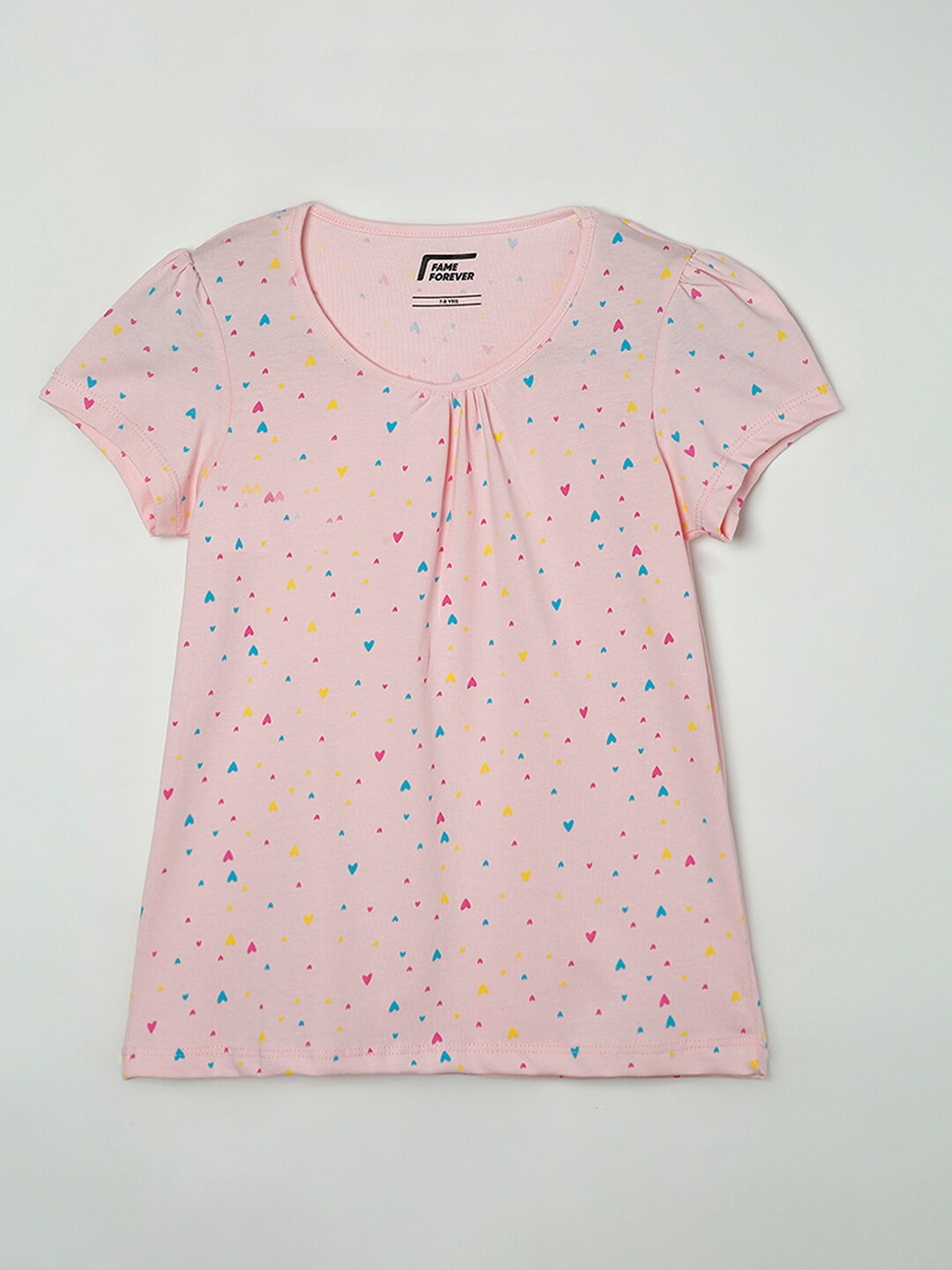 

Fame Forever by Lifestyle Girls Pink Printed Puff Sleeves T-shirt