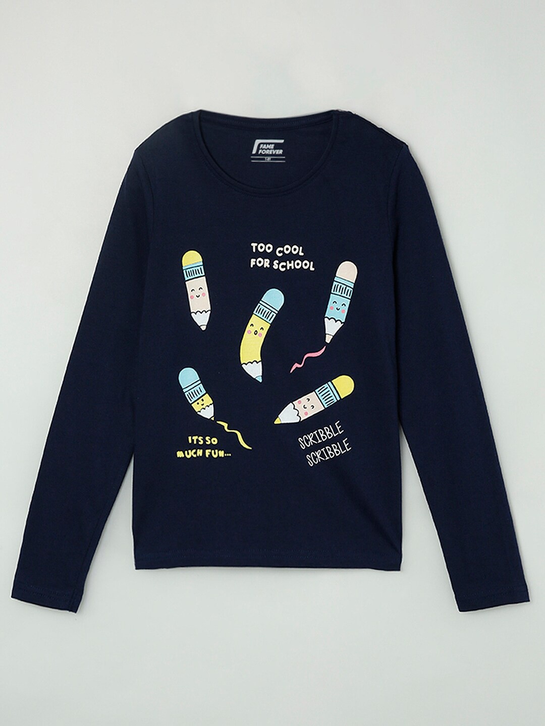 

Fame Forever by Lifestyle Girls Navy Blue Graphic Printed T-shirt