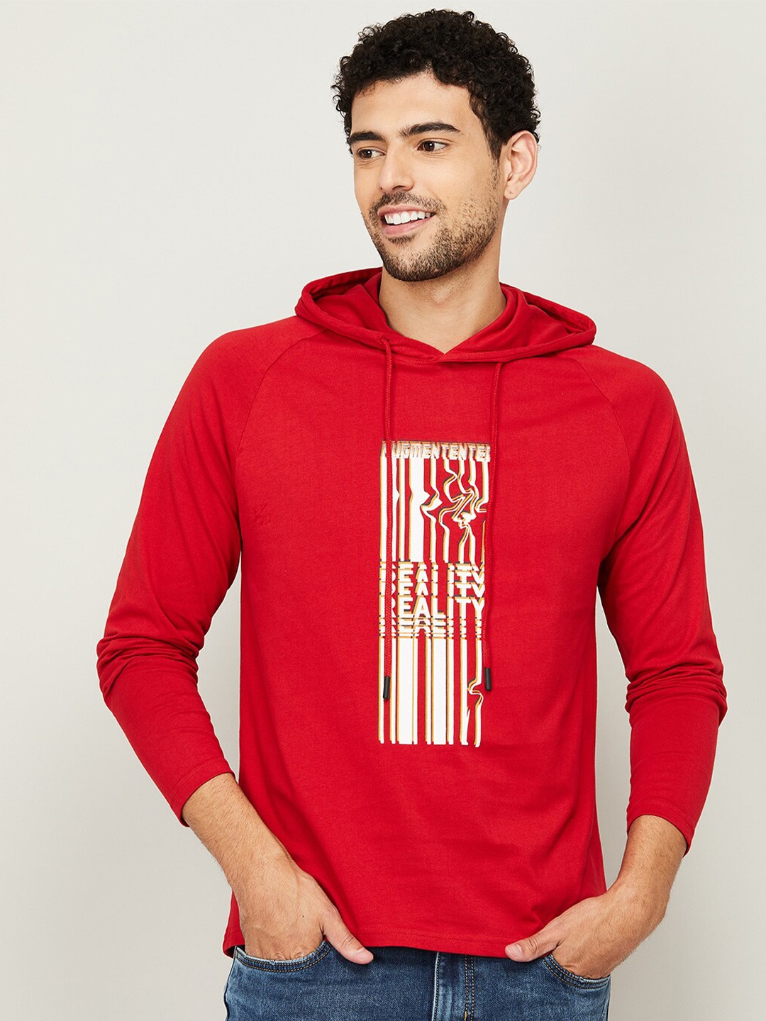 Fame Forever by Lifestyle Men Red Typography Print Hooded T-shirt