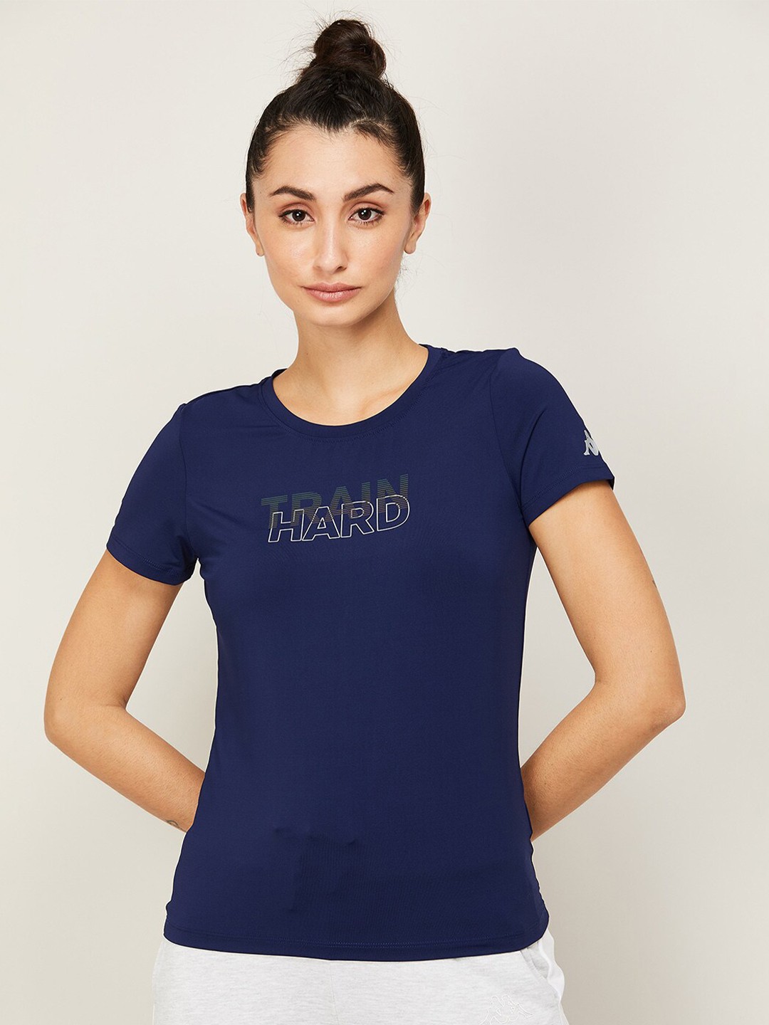 

Kappa Women Blue Typography Printed T-shirt