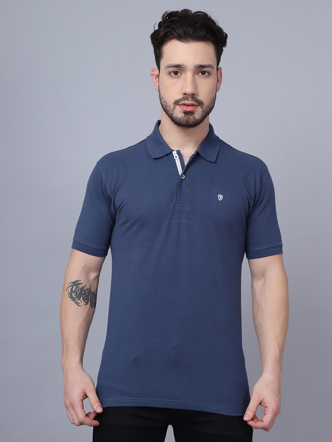 

Cantabil Men Blue Polo Collar T-shirt