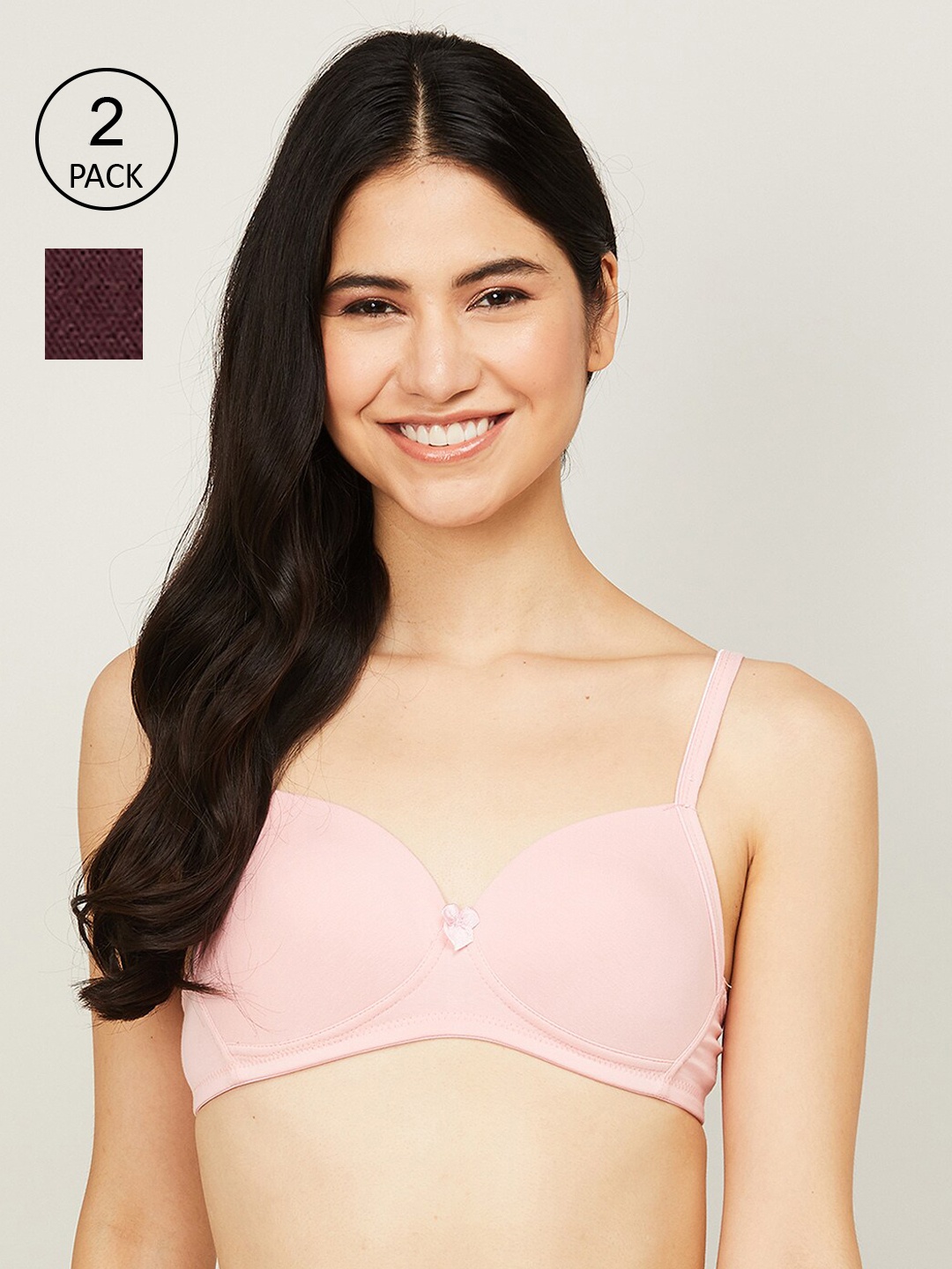 

Ginger by Lifestyle Set Of 2 Bra Lightly Padded - 1000011268064-DUSTY PINK-DUSTY PINK