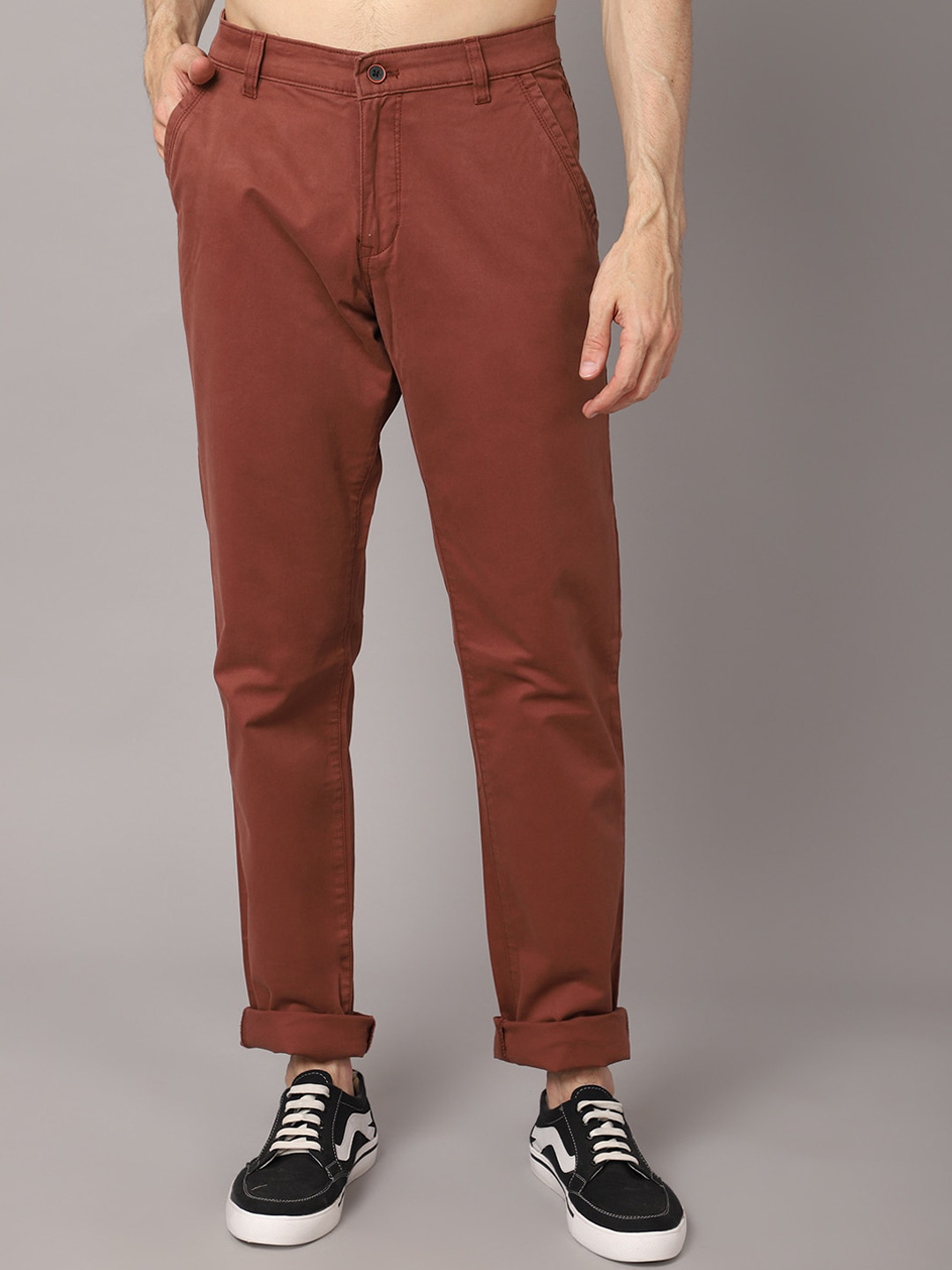 

Cantabil Men Brown Chinos Regular Trousers
