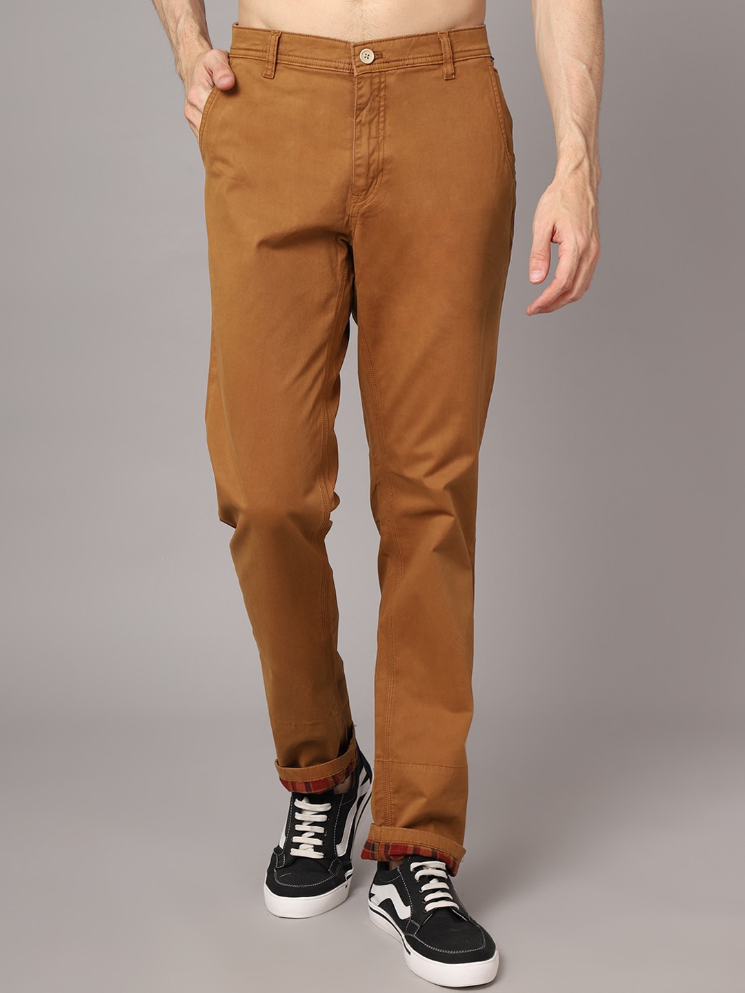 

Cantabil Men Mustard Yellow Chinos Trousers