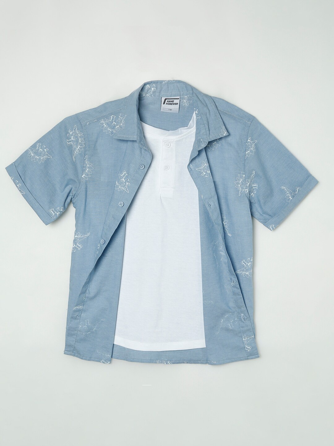 

Fame Forever by Lifestyle Boys Regular Fit Blue Printed Casual Shirt