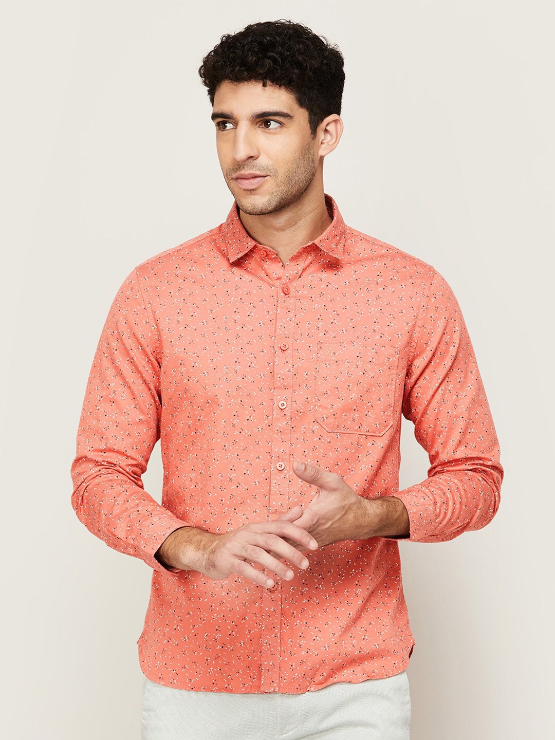 

CODE by Lifestyle Men Orange Printed Casual Shirt