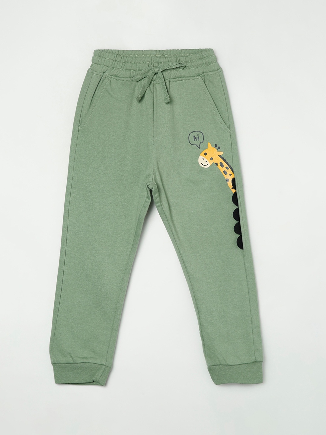 

Juniors by Lifestyle Boys Olive Printed Cotton Slim-Fit Joggers
