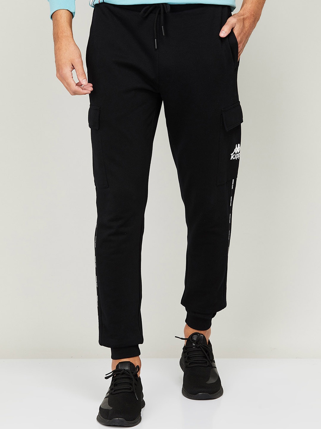 

Kappa Men Black Solid Cotton Slim-Fit Joggers