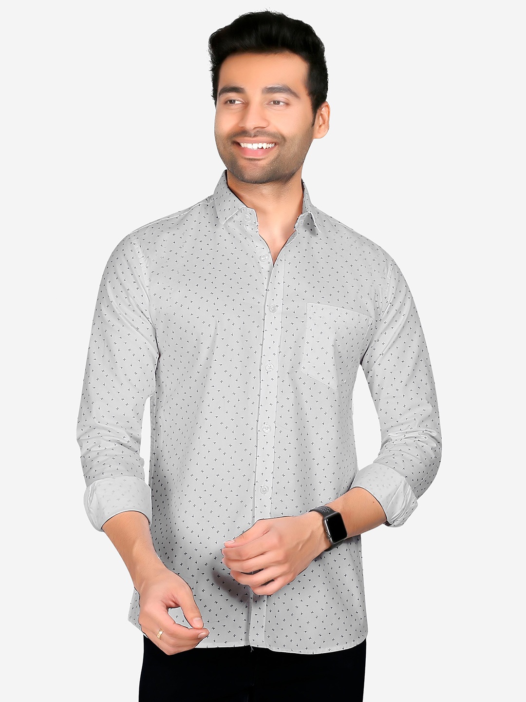 

5TH ANFOLD Men White Slim Fit Printed Casual Shirt