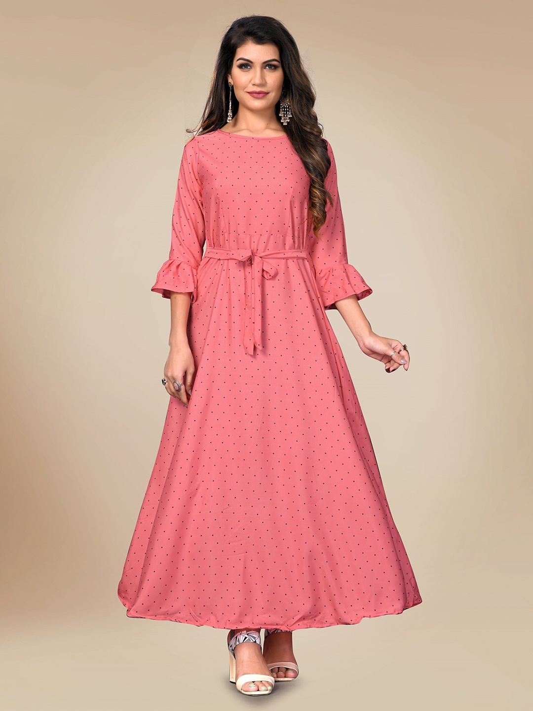 

AUCREATIONS Pink Crepe Maxi Dress
