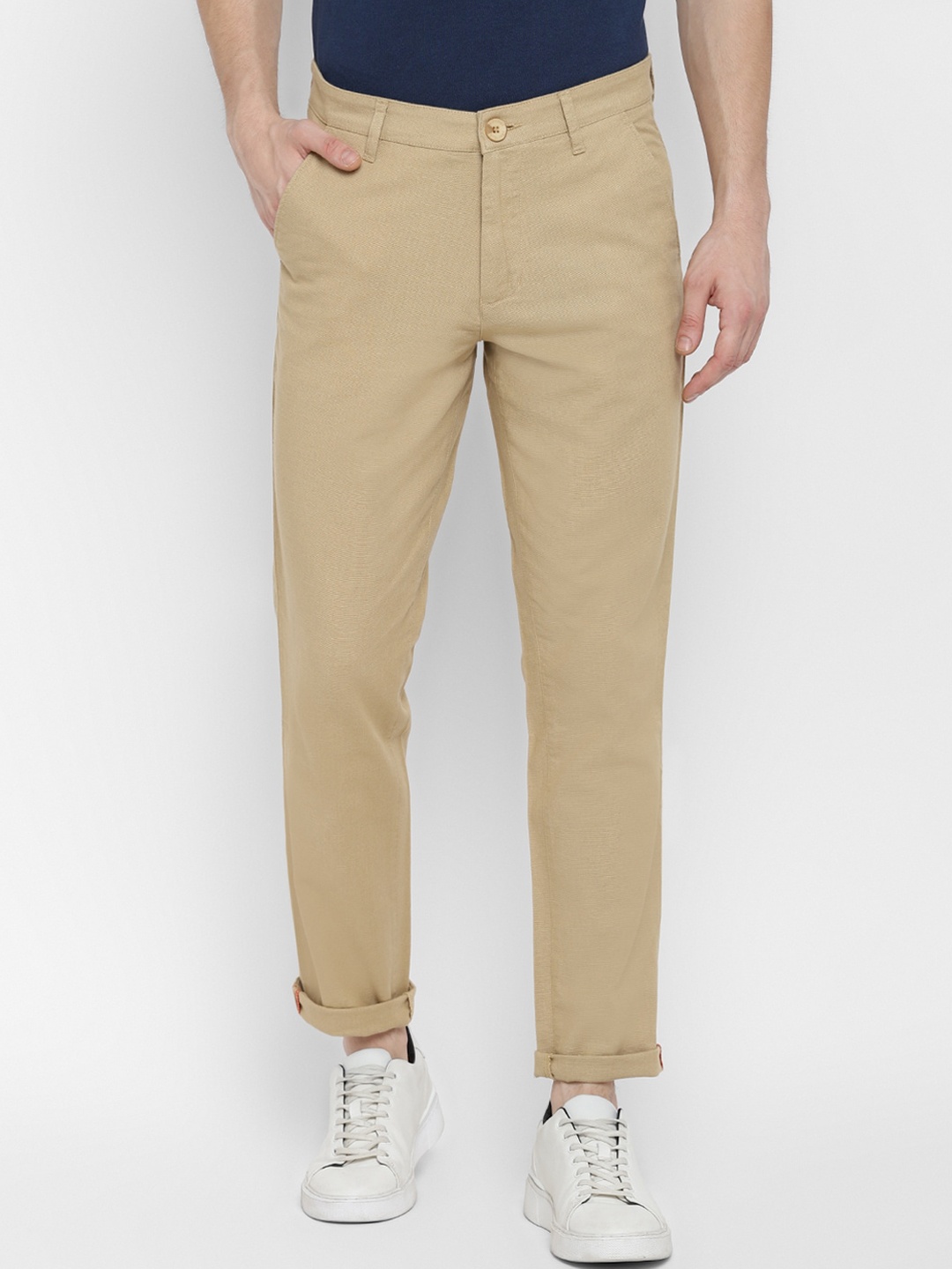 

Red Chief Men Khaki Solid Slim Fit Cotton Casual Trousers