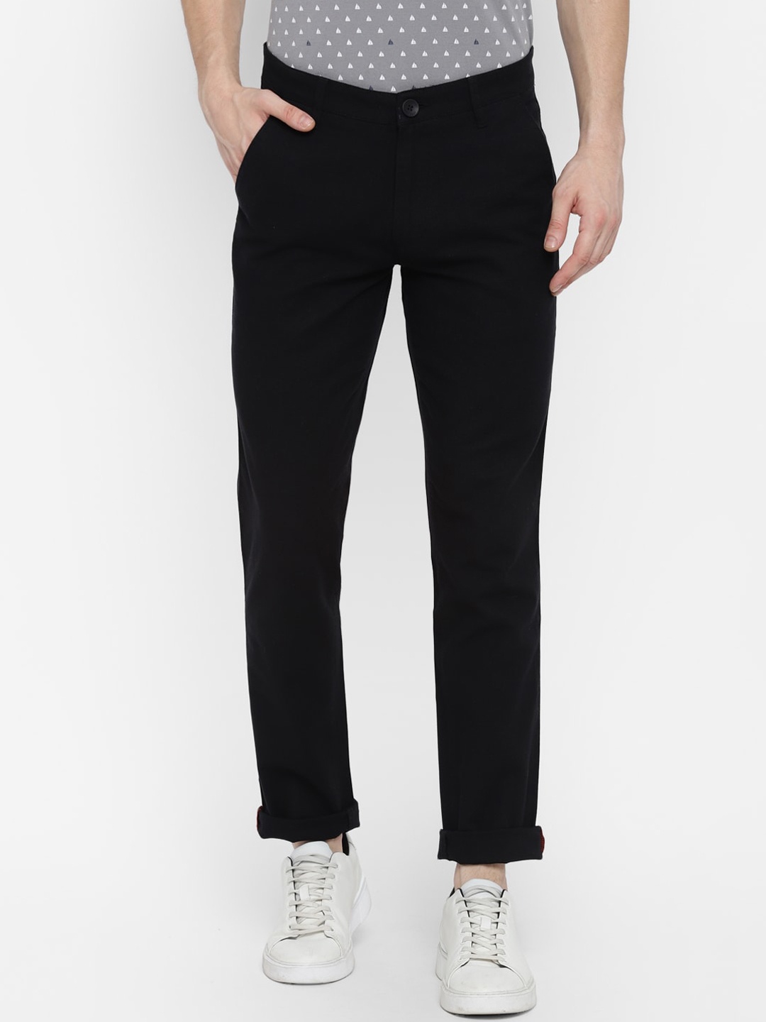 

Red Chief Men Black Solid Slim Fit Trousers