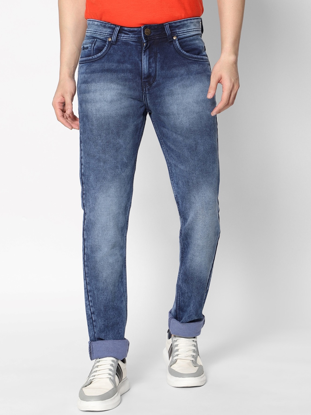 

HJ HASASI Men Blue Light Fade Stretchable Jeans