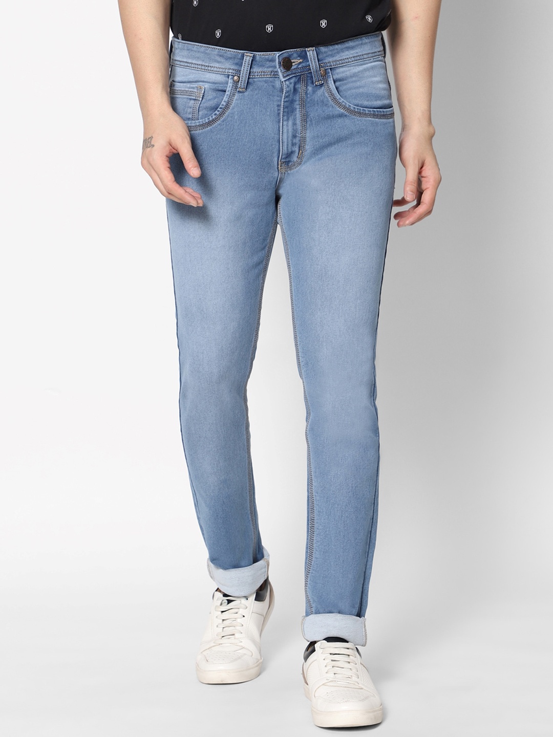 

HJ HASASI Men Blue Heavy Fade Stretchable Jeans