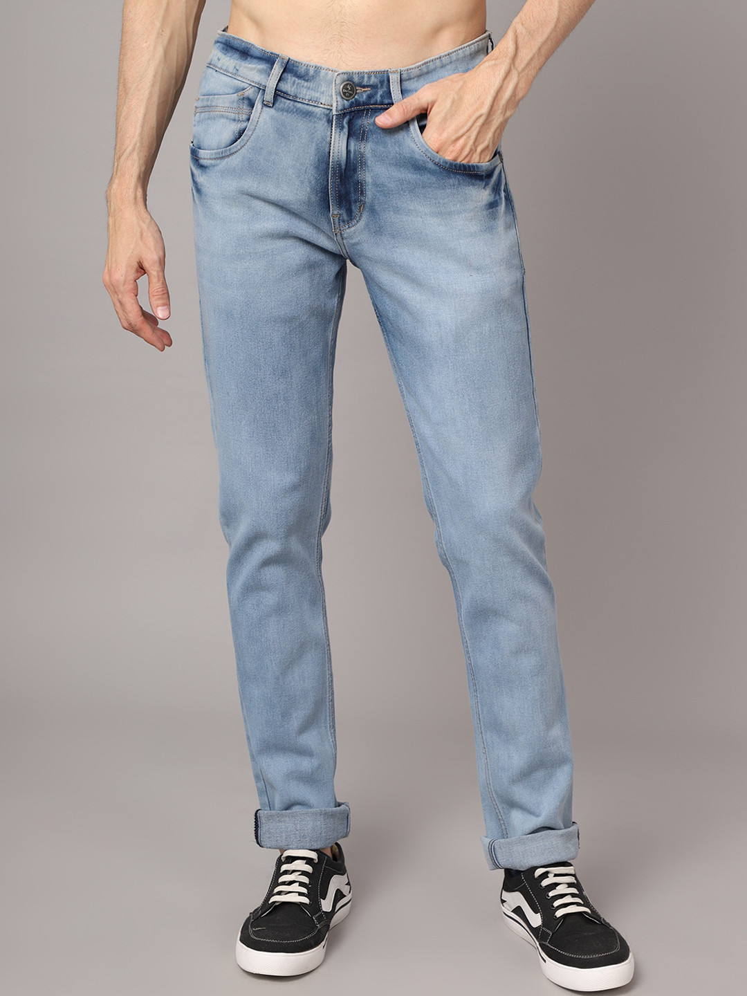 

Cantabil Men Blue Heavy Fade Jeans