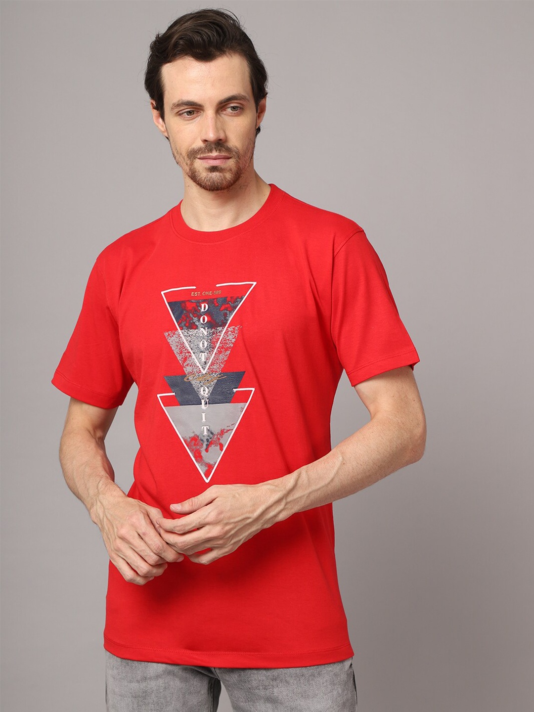 

Cantabil Men Red Printed T-shirt