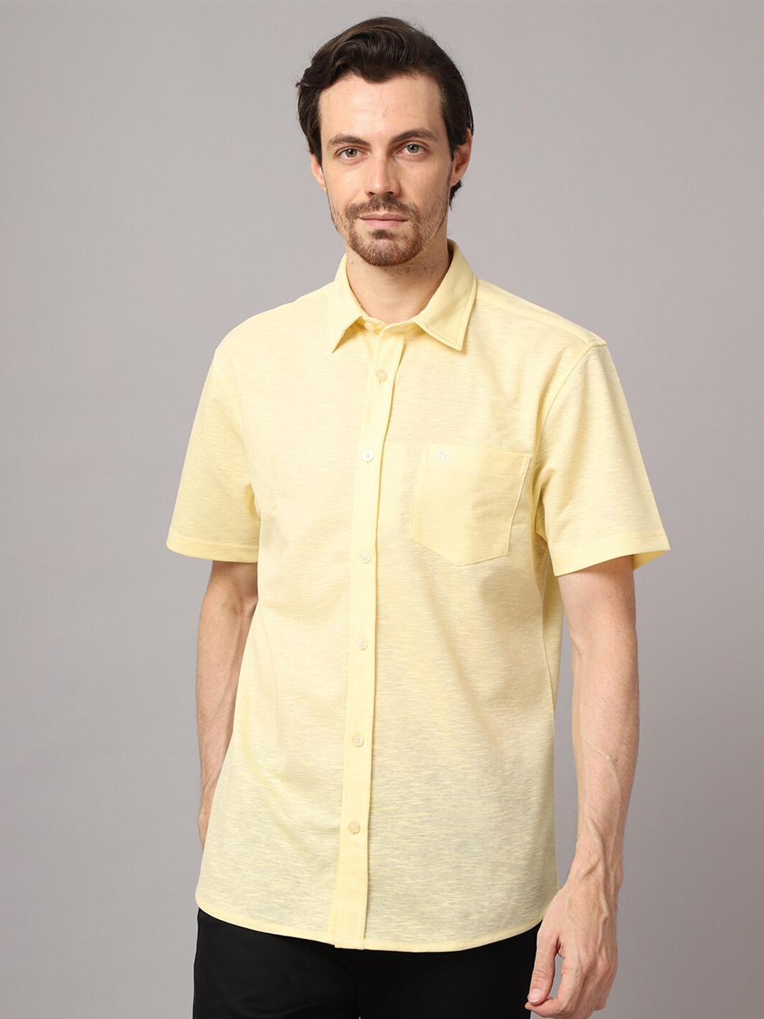

Cantabil Men Yellow Casual Shirt