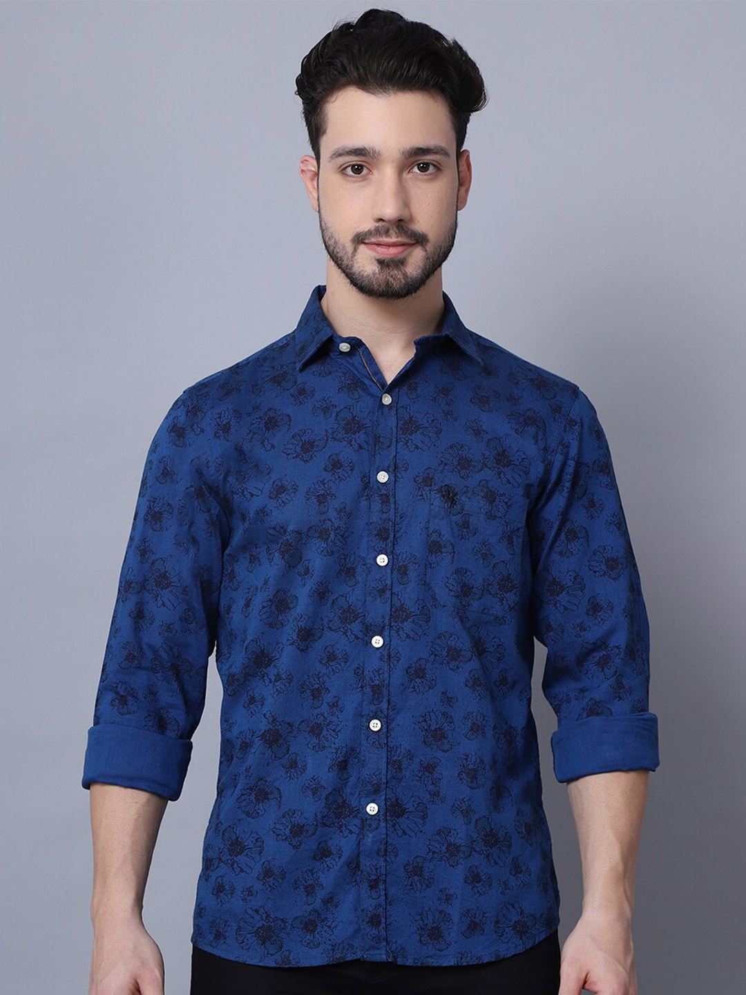 

Cantabil Men Blue Floral Printed Casual Shirt