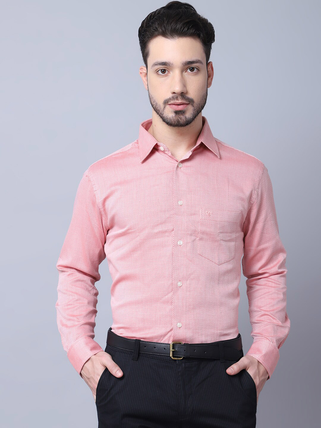 

Cantabil Men Regular Fit Red Formal Shirt