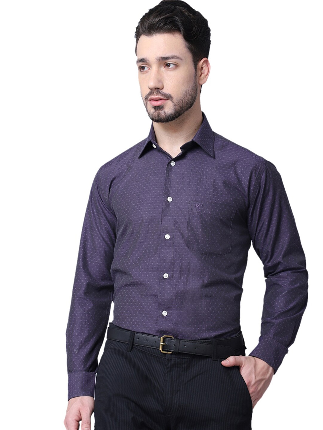 

Cantabil Men Regular Fit Purple Printed Formal Shirt