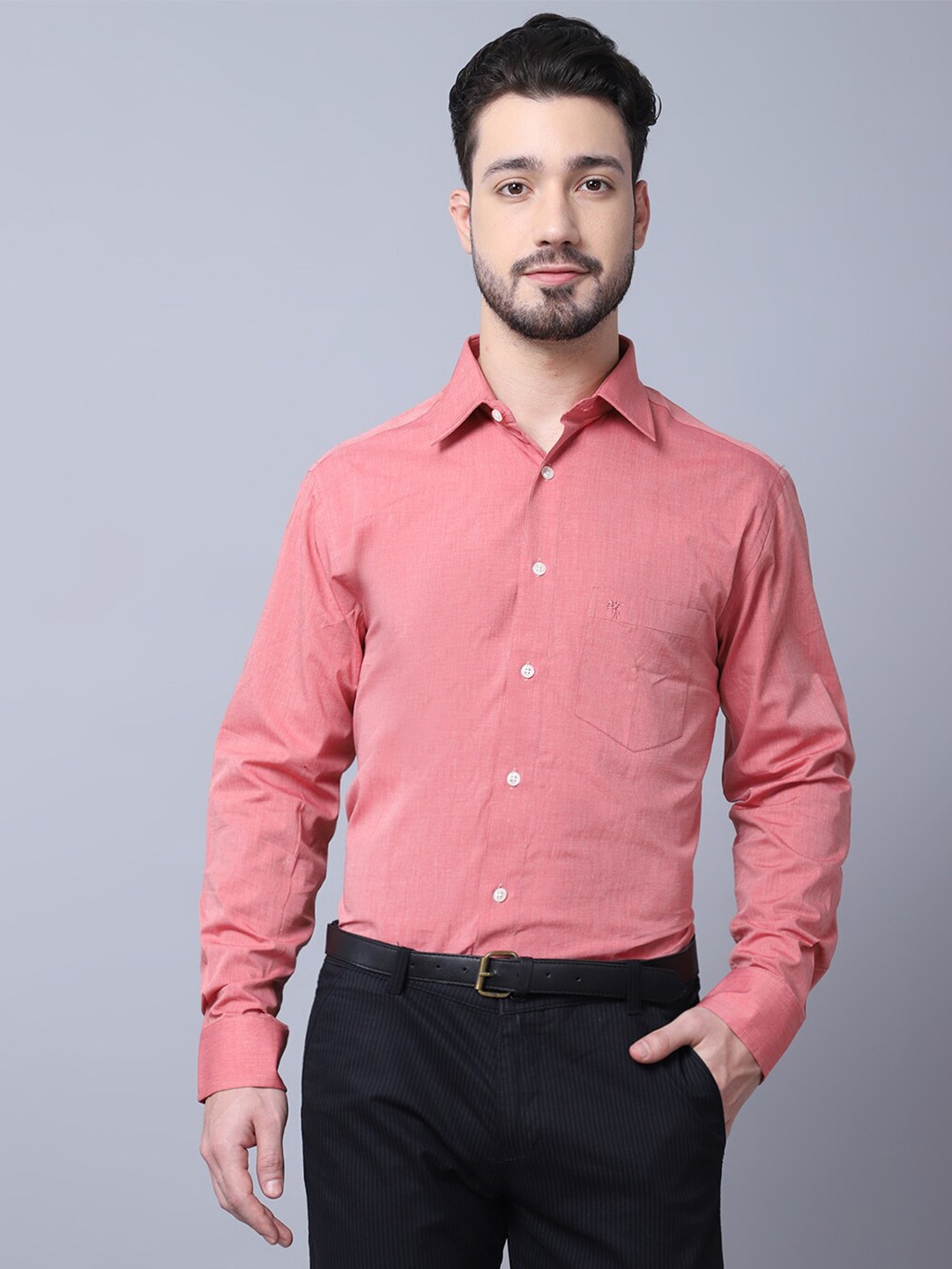 

Cantabil Men Pink Solid Casual Shirt