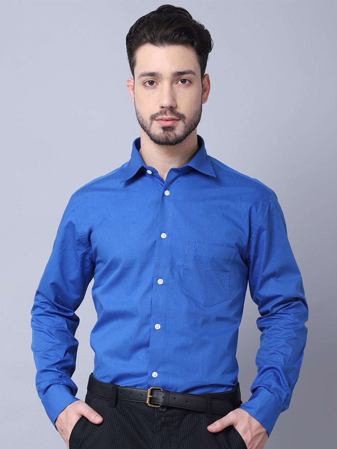 

Cantabil Men Navy Blue Solid Casual Shirt