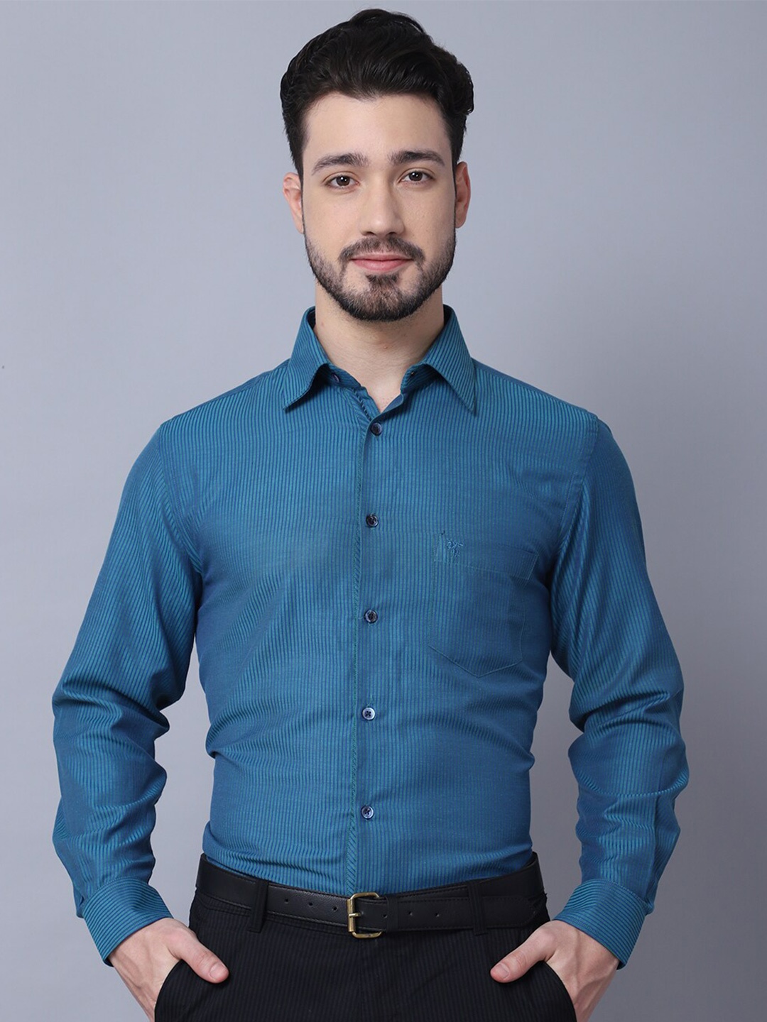 

Cantabil Men Blue Casual Shirt