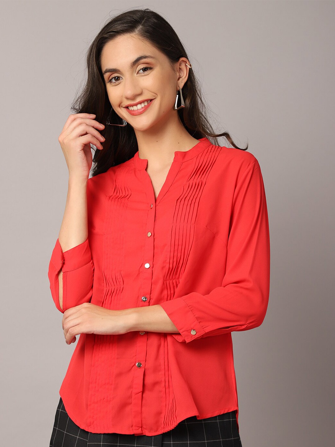 

Crozo By Cantabil Women Orange Casual Shirt