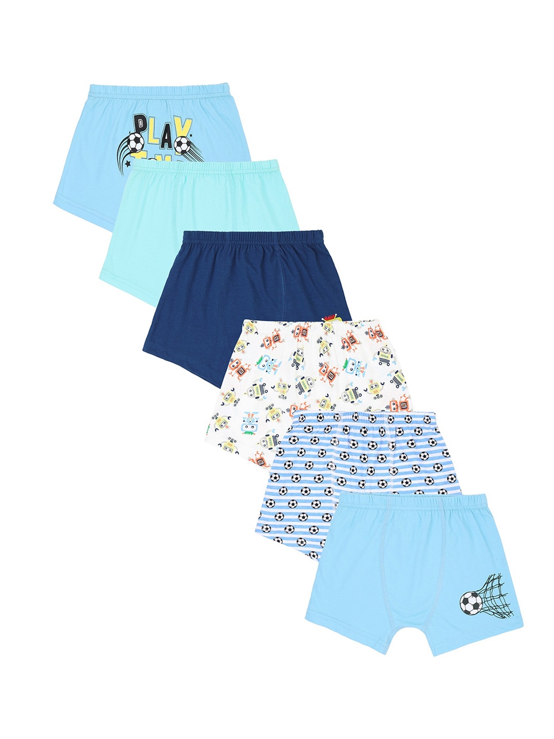 

Red Rose Boys Pack Of 6 Printed Boxer Style Cotton Briefs, Blue