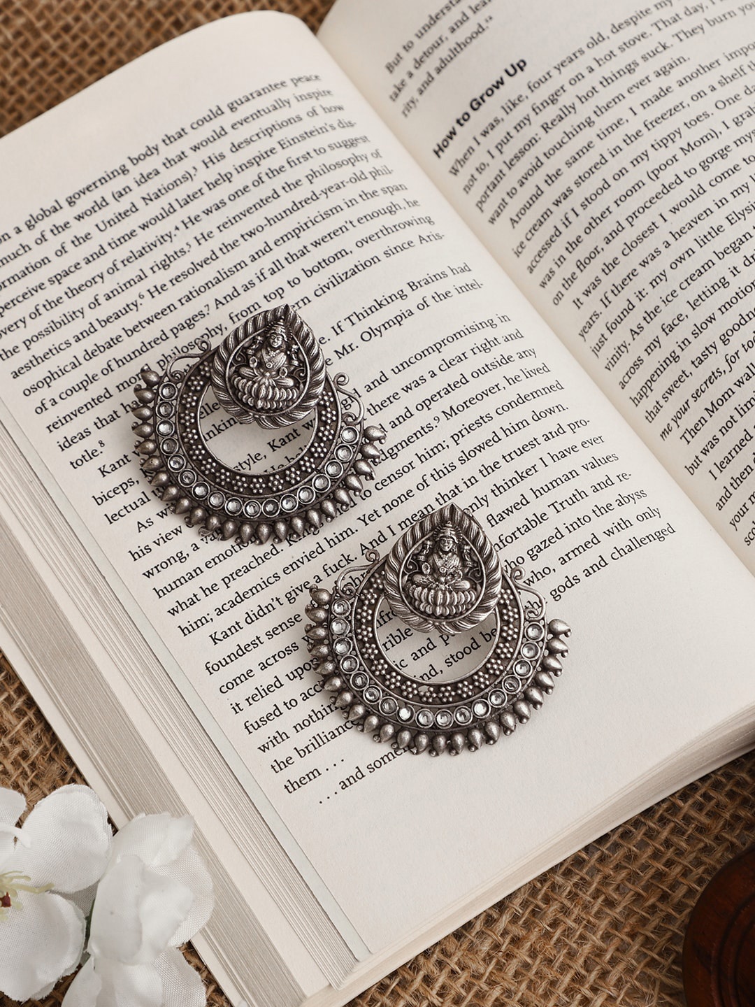 

VENI Silver-Toned Contemporary Chandbalis Earrings