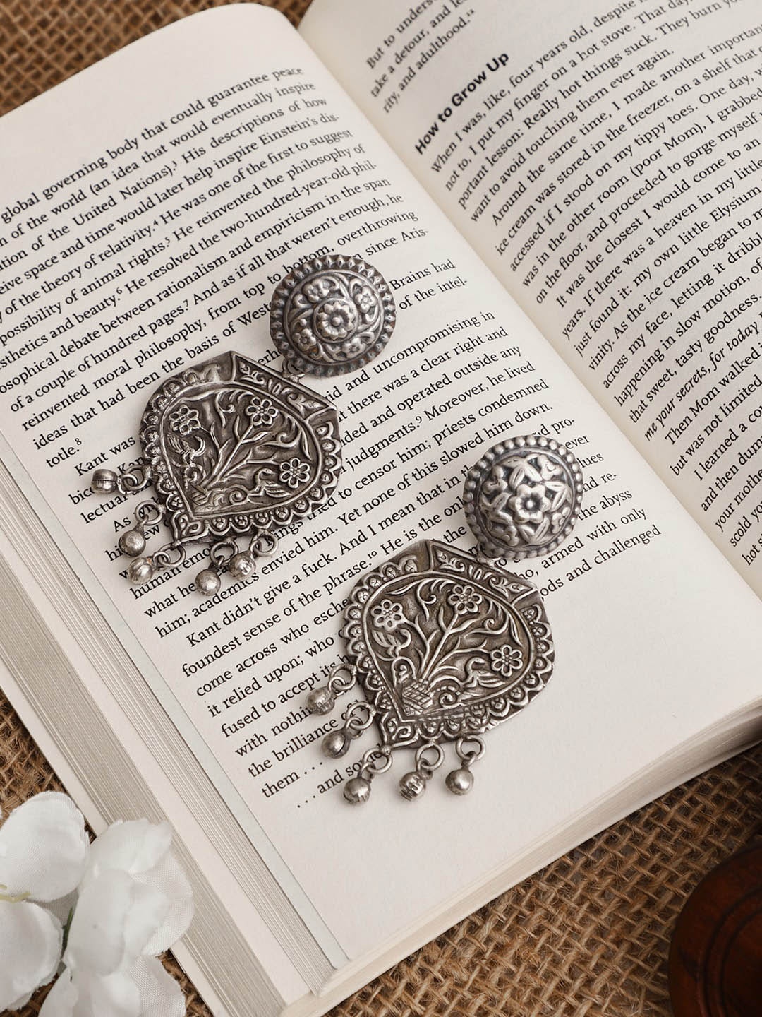 

VENI Silver-Toned Contemporary Chandbalis Earrings