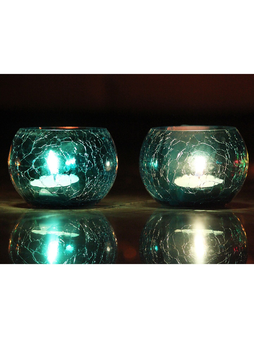 

Brahmz 2 Blue color Candle Holders, Multi