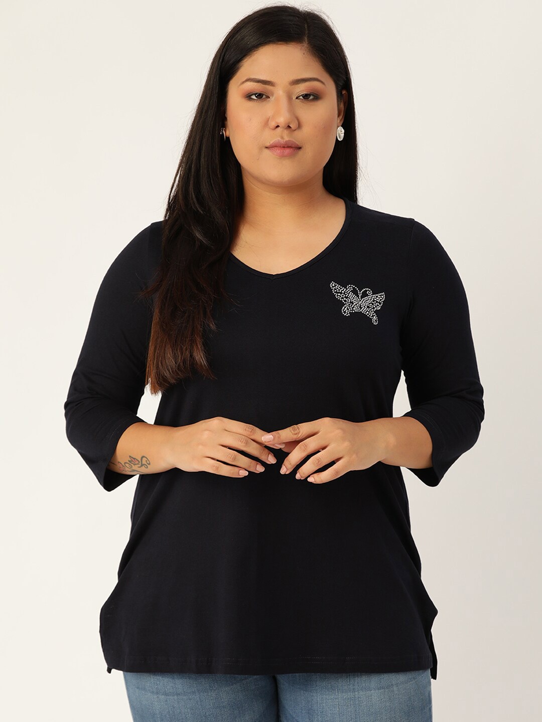 

theRebelinme Women Navy Blue T-shirt