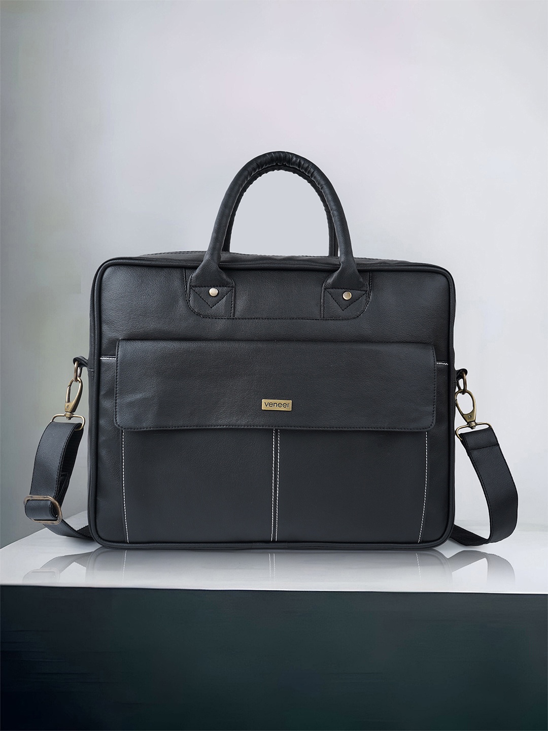 

Veneer Unisex Black Messenger Bag