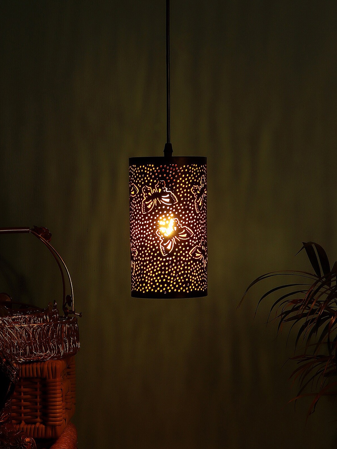 

MFD HOME FURNISHING Black Solid Butterfly Theme Ceiling Lamp