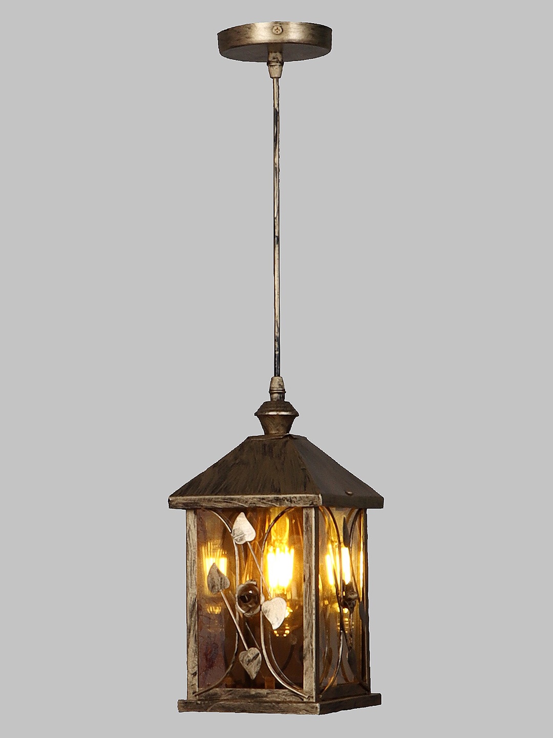 

MFD HOME FURNISHING Gold Coloured Solid Theme Vintage Ceiling Lamp