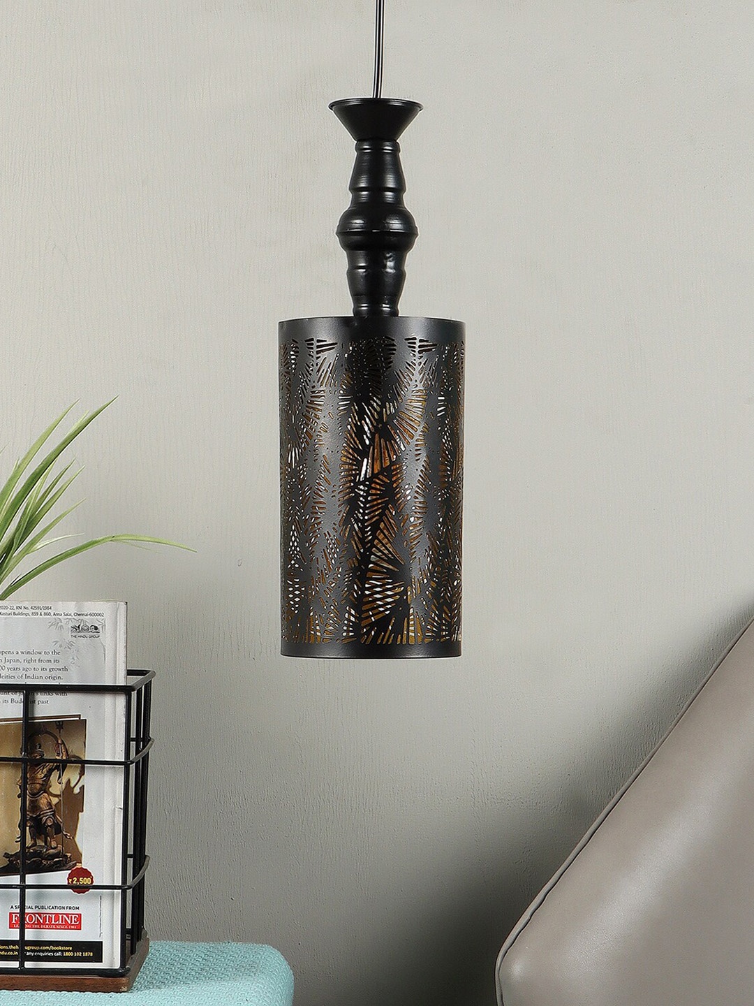 

MFD HOME FURNISHING Black Textured Ceiling Lamps