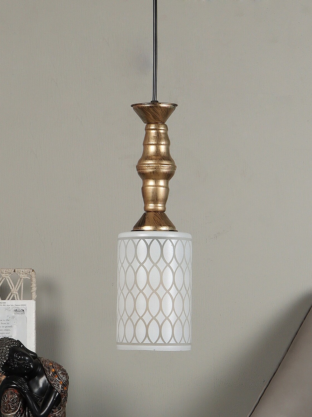 

MFD HOME FURNISHING White Printed Vintage Ceiling Lamp